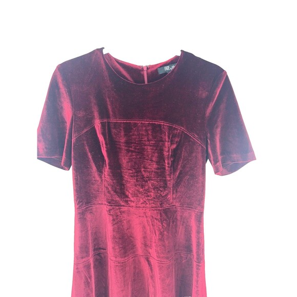 Women's Fate By LFD Red Velvet Short Sleeve A-line Mini Dress Size S - Picture 2 of 6